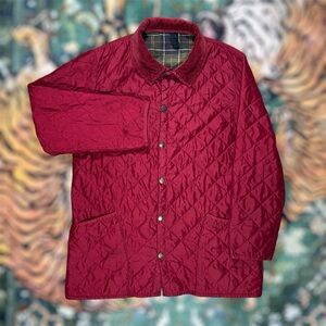 Barbour Classic Eskdale Quilted Jacket Mens Large Red Preppy Outdoor England